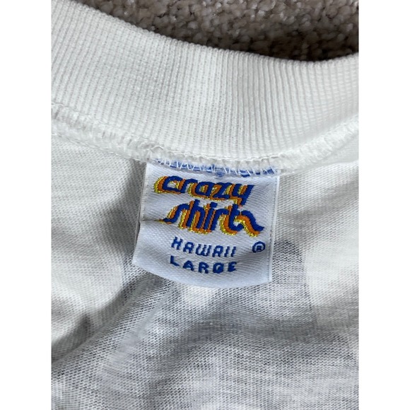 VTG 90's Crazy Shirts Hawaii T-Shirt L Gray Striped Cat American Flag Olympics - Picture 5 of 11